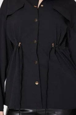 Drawstring Waist Shacket