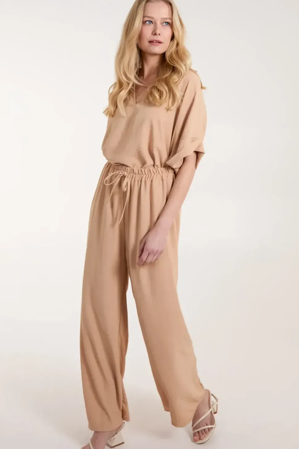 Drawstring Wide Leg Trousers