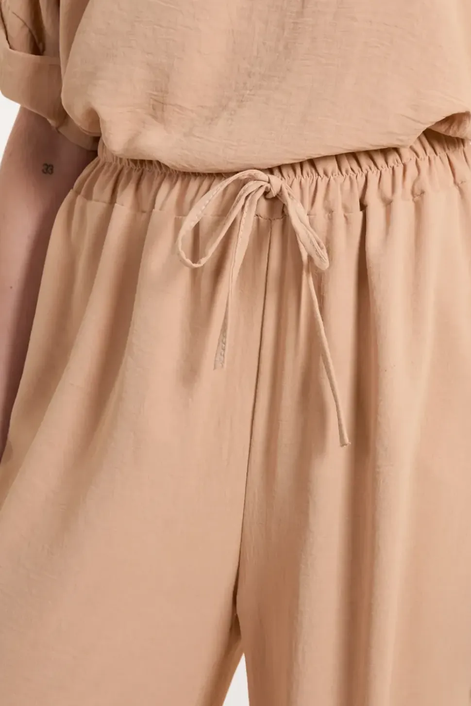 Drawstring Wide Leg Trousers