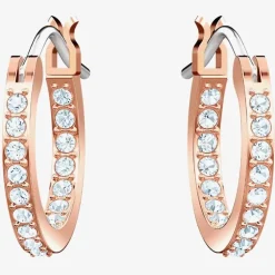 Duo Rose Gold Tone Blue Evil Eye Hoop Earrings 5425857