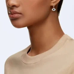 Duo Rose Gold Tone Blue Evil Eye Hoop Earrings 5425857