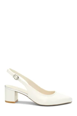 Dyeable Satin 'Andirenne' Mid Block Heel Sling Back Court Shoes