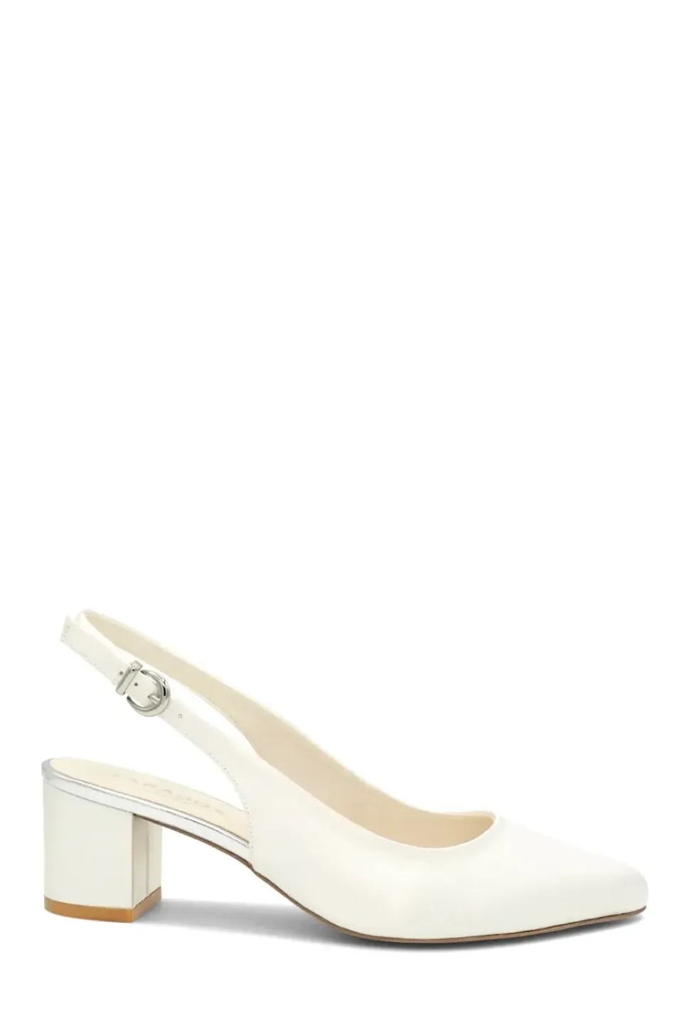 Dyeable Satin 'Andirenne' Mid Block Heel Sling Back Court Shoes