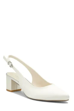 Dyeable Satin 'Andirenne' Mid Block Heel Sling Back Court Shoes