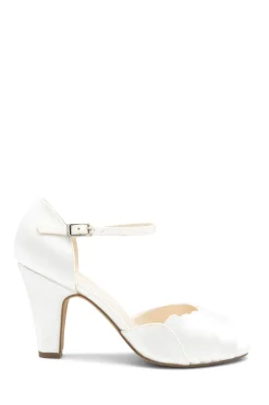 Dyeable Satin 'Cyan' Block Heel Peep Toe Sandals
