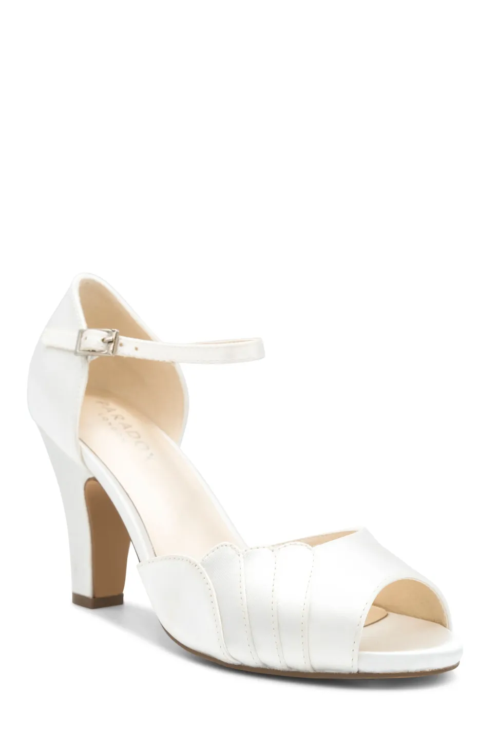 Dyeable Satin 'Cyan' Block Heel Peep Toe Sandals