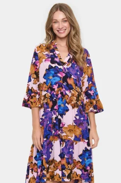 EdaSZ Knee Length Half Sleeves Dress-Leopard Print