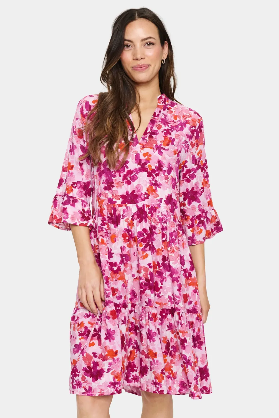 EdaSZ Knee Length Half Sleeves Dress-Leopard Print
