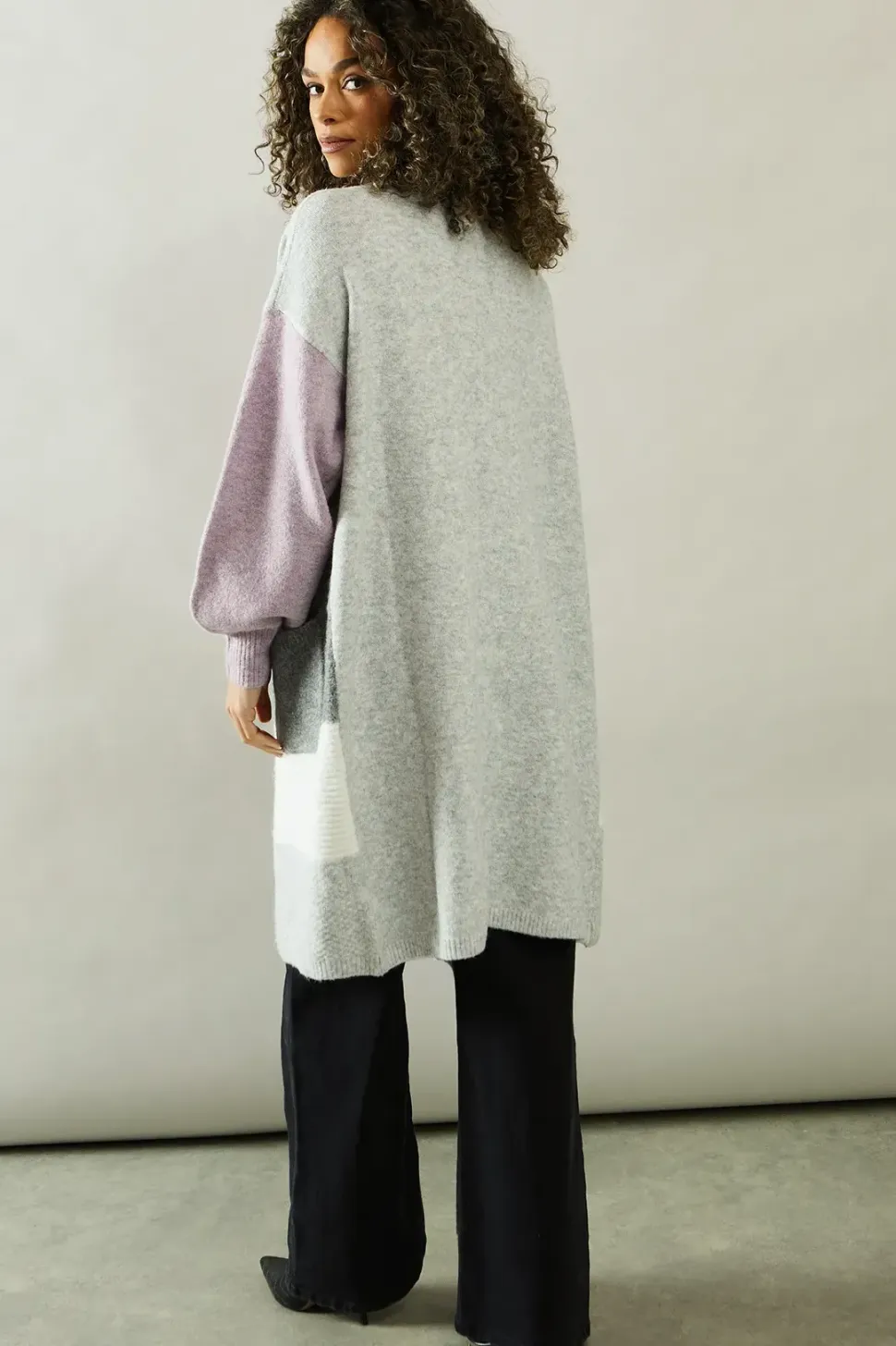 Edge to Edge Longline Colourblock Cardigan
