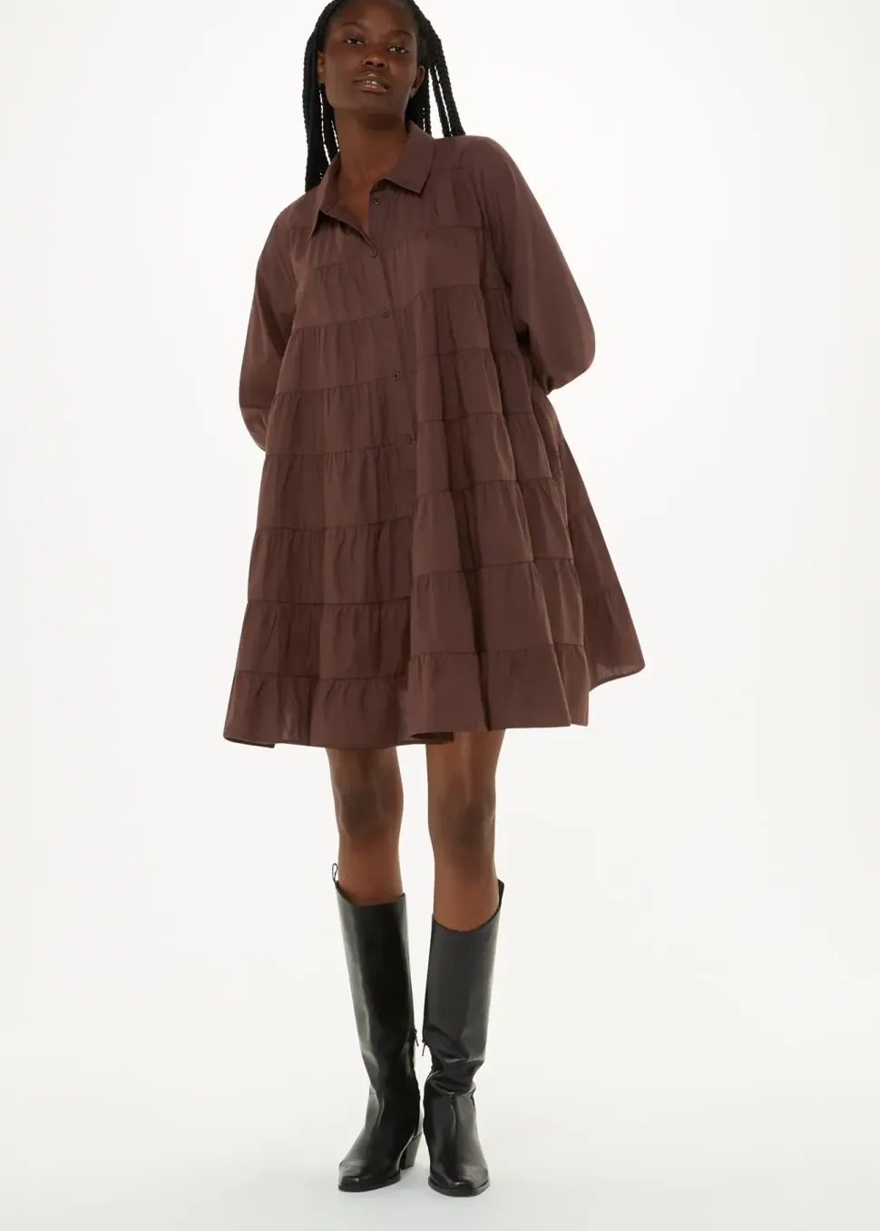 Edie Tiered Trapeze Mini Dress-