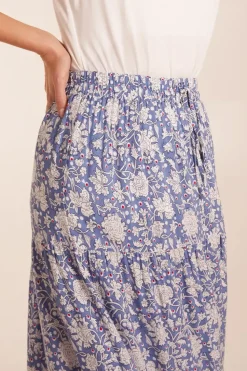 Elasticated Waistband Tiered Midi Skirt