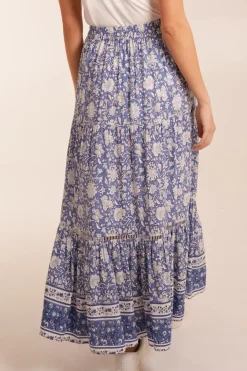 Elasticated Waistband Tiered Midi Skirt