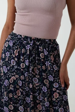 Elasticated Waistband Tiered Midi Skirt