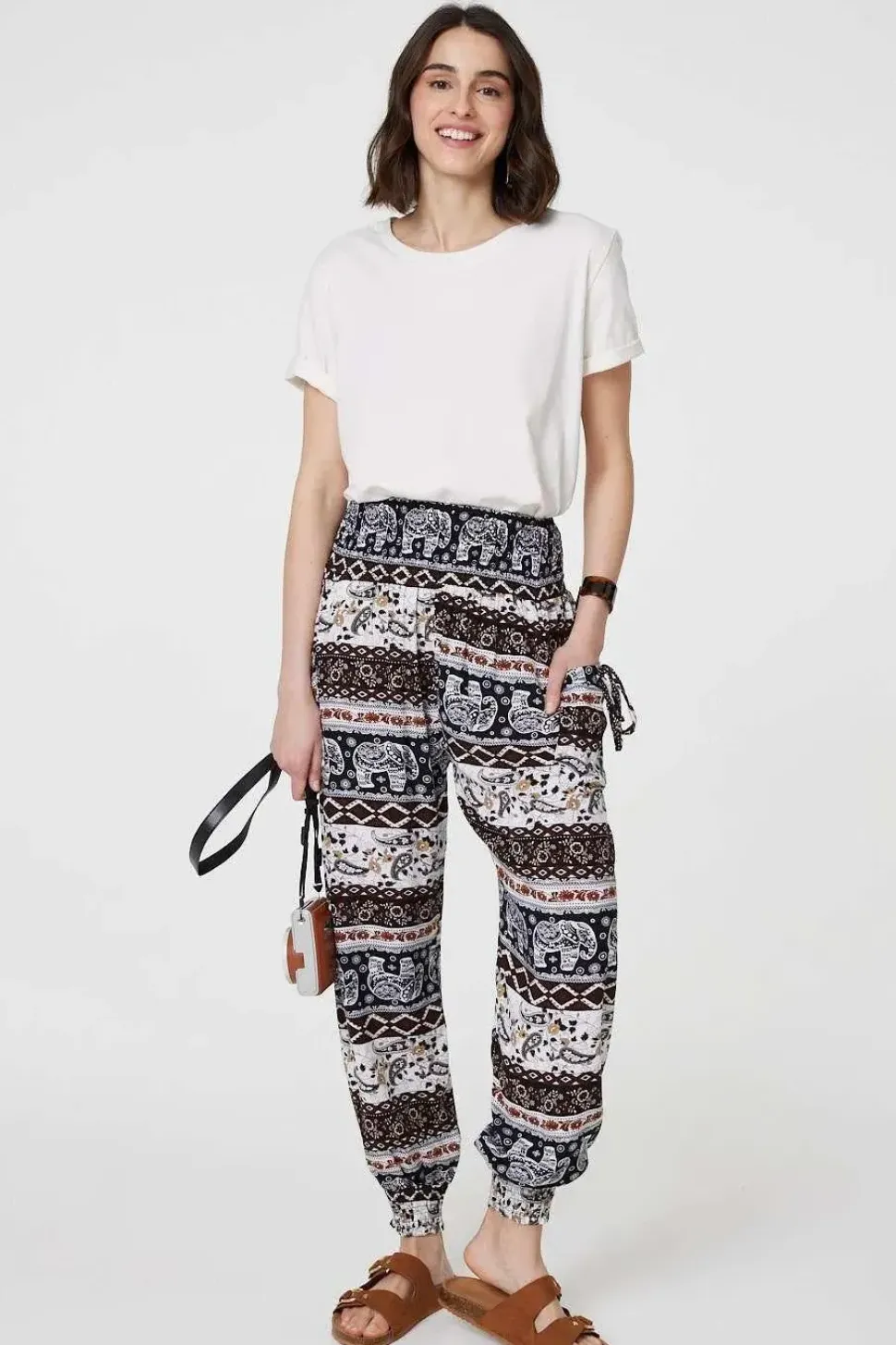 Elephant Print High Waist Harem Pants