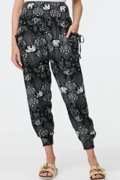 Elephant Print Relaxed Harem Pants