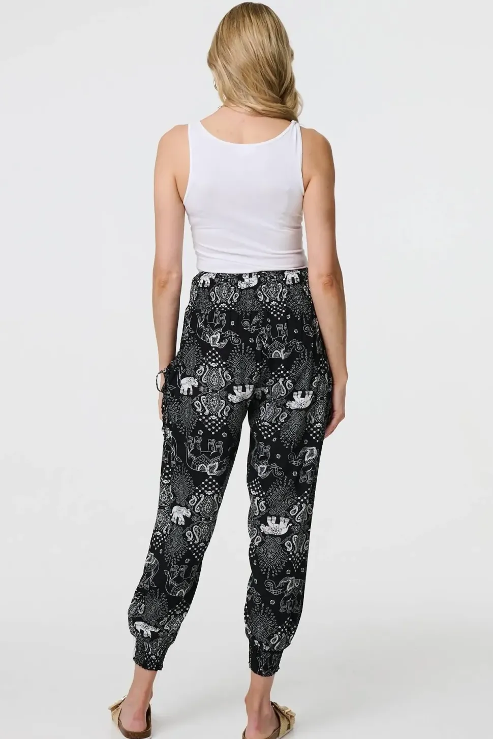 Elephant Print Relaxed Harem Pants