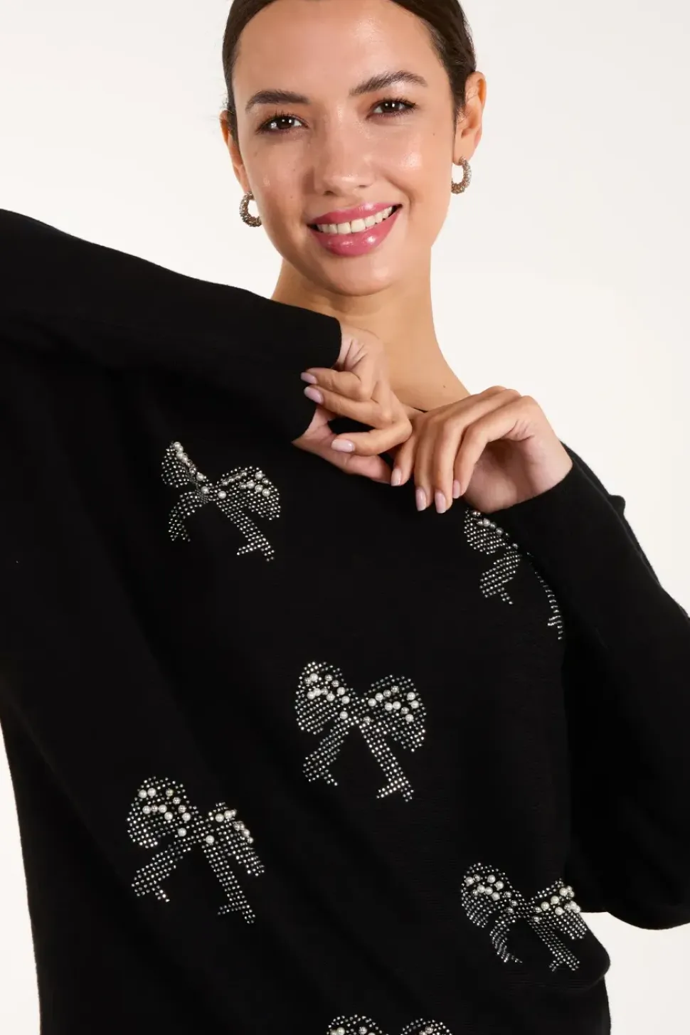 Embellished Bows Knitted Jumper