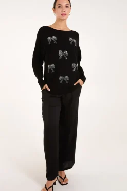 Embellished Bows Knitted Jumper
