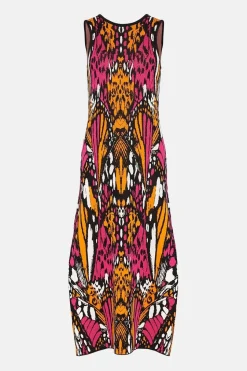 Embellished Butterfly Jacquard Maxi Dress