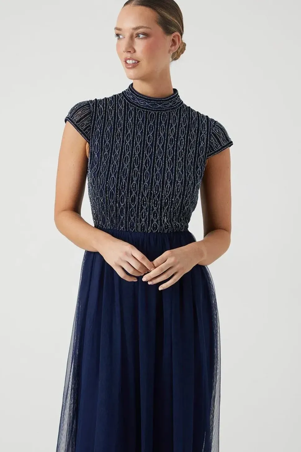 Embellished Cap Sleeve Bridesmaid Maxi Dress