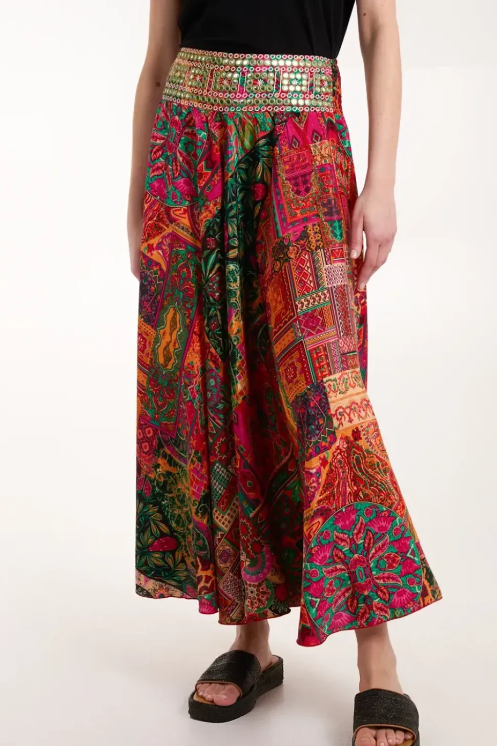 Embellished Extreme Wide Leg Trousers