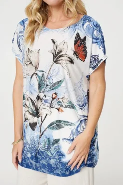 Embellished Floral Tunic Top