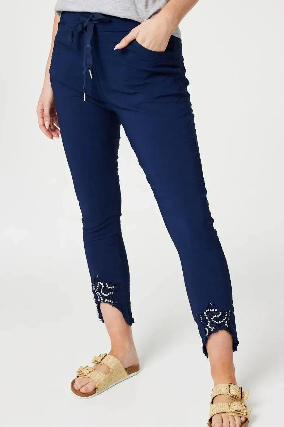 Embellished High Waist Trousers