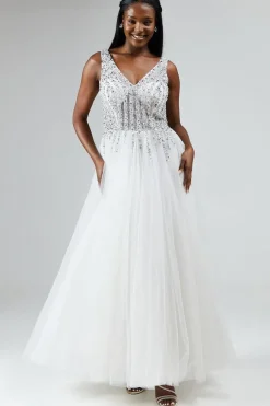 Embellished Lace Full Skirted Wedding Dress
