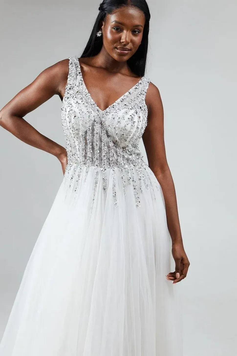 Embellished Lace Full Skirted Wedding Dress