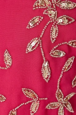 Embellished Lace Pleated Midi Dress