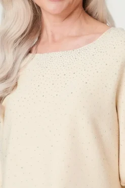 Embellished Long Sleeve Knit Top