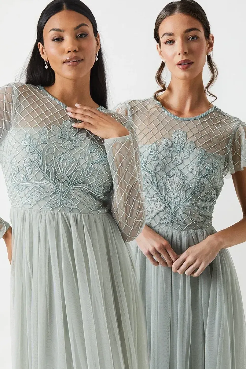 Embellished Mesh Two In One Bridesmaids Dress