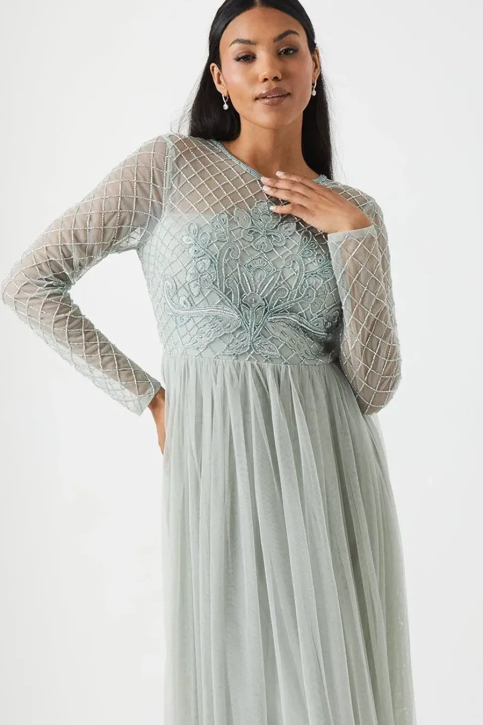Embellished Mesh Two In One Bridesmaids Dress