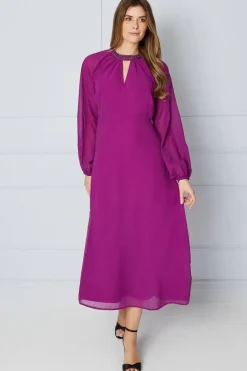 Embellished Neckline Midi Dress