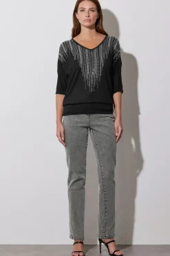 Embellished Neckline Top