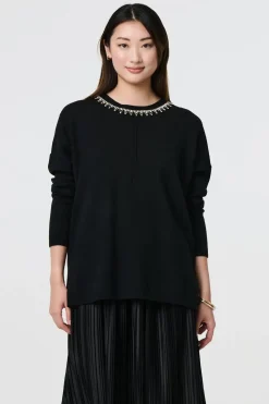 Embellished Neck Relaxed Jumper