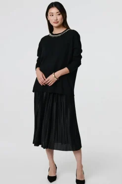 Embellished Neck Relaxed Jumper