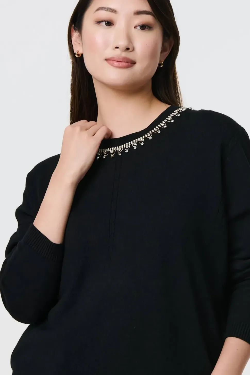 Embellished Neck Relaxed Jumper