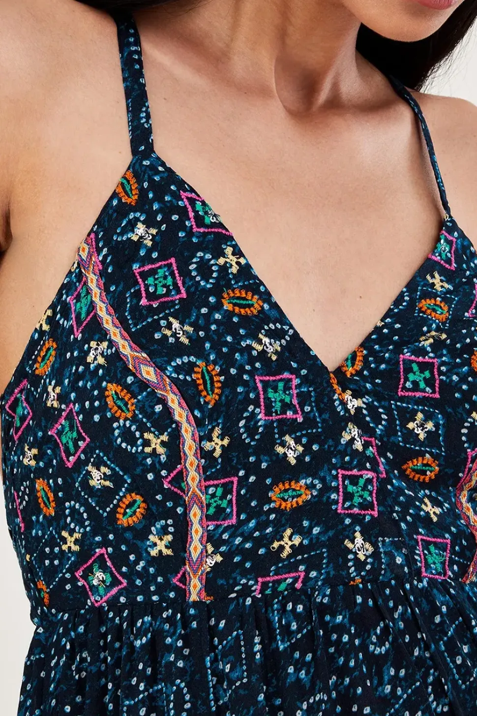 Embellished Print Maxi Cami Dress in Sustainable Viscose
