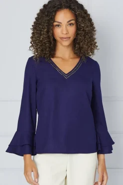 Embellished Ruffle Sleeve Top