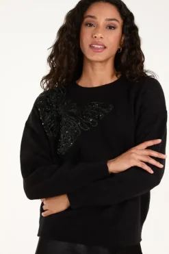Embellished Sequin Butterfly Jumper