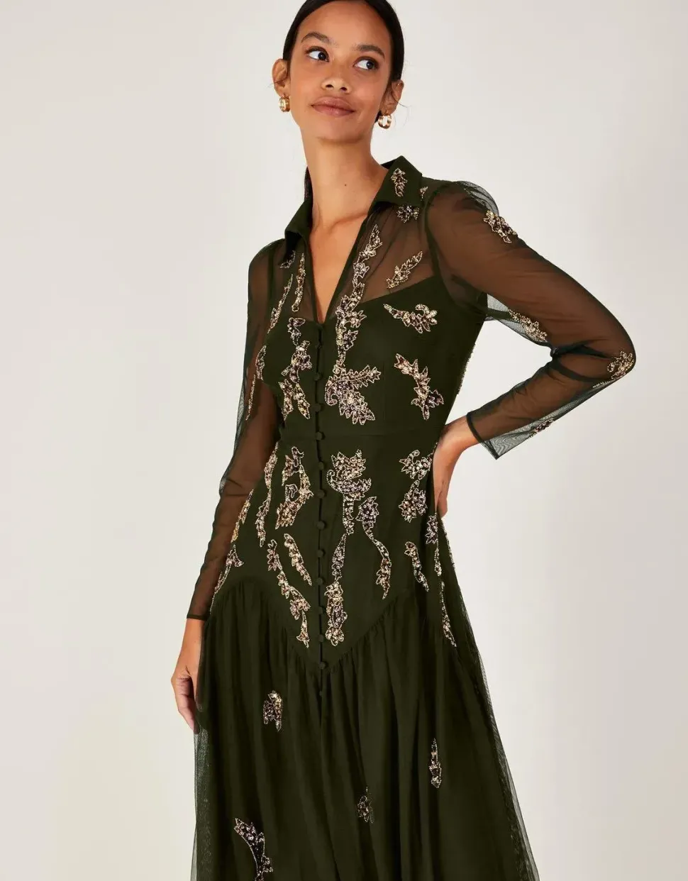 Embellished Shirt Dress