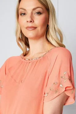 Embellished Short Sleeve Shift Dress