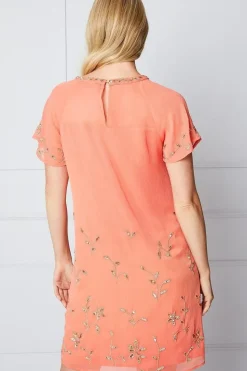 Embellished Short Sleeve Shift Dress