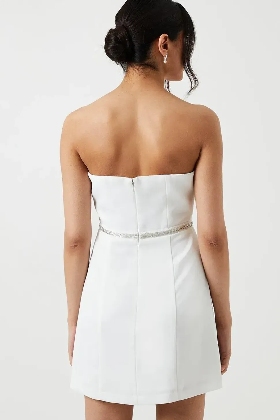 Embellished Statement Bow Crepe Mini Dress