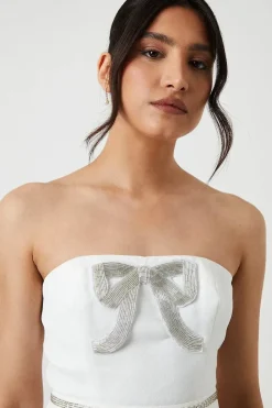 Embellished Statement Bow Crepe Mini Dress