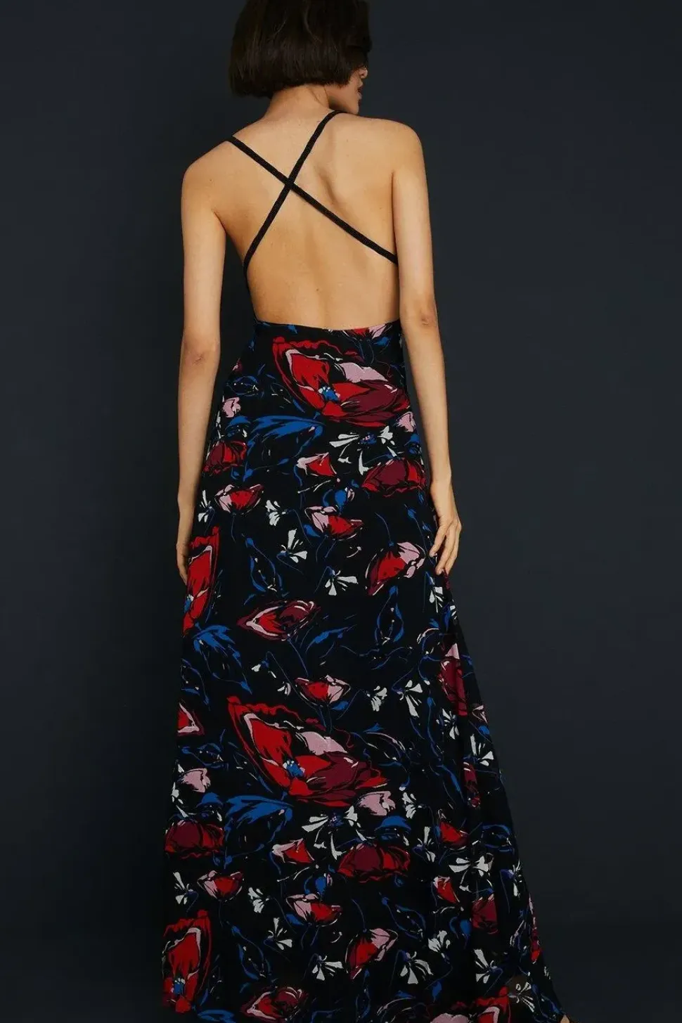 Embellished Strappy Floral Bias Midaxi Dress