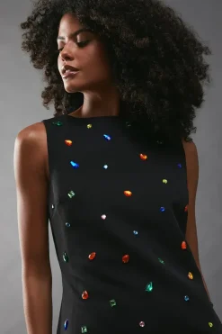 Embellished Structured Sleeveless Sequin Mini Dress
