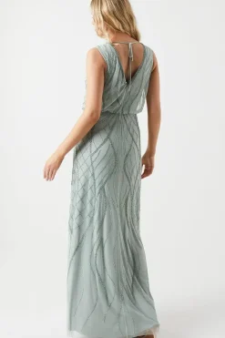 Embellished V Back Bridesmaid Maxi Dress