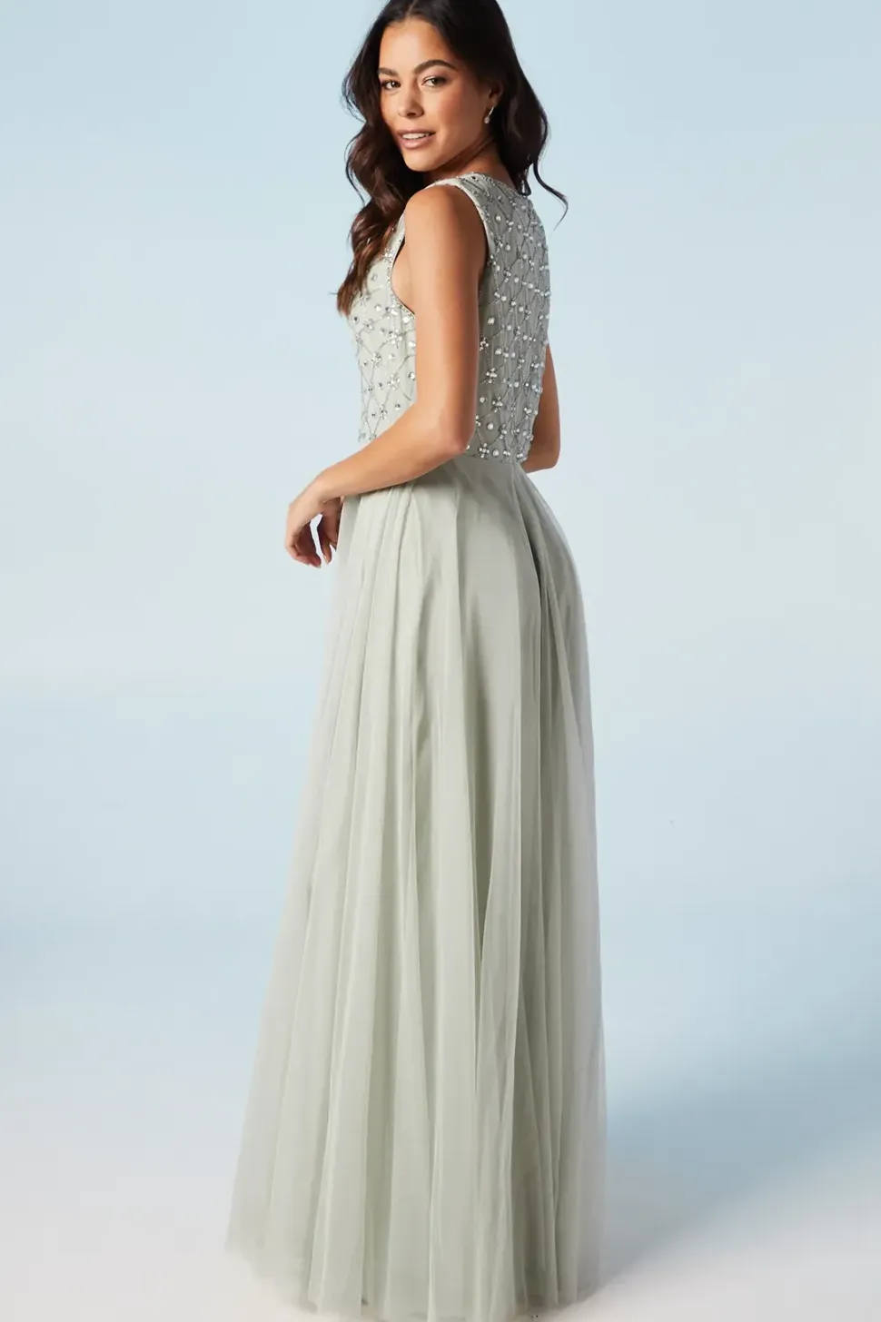 Embellished V Neck Two In One Bridesmaid Dress